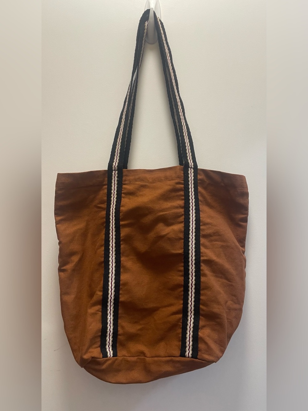 Dansko Burnt Orange Rust Canvas Tote Bag Striped Handles EUC